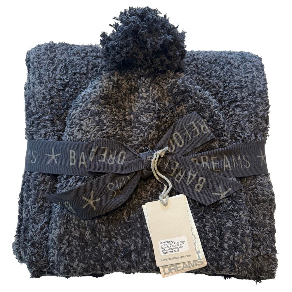 Barefoot Dreams Charcoal Scarf and Hat Set